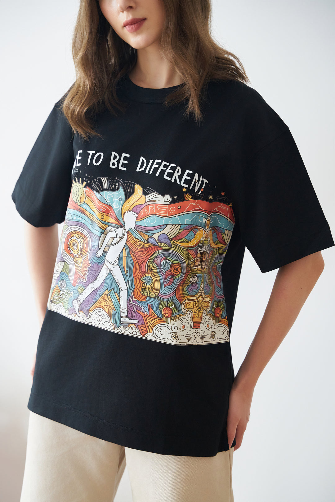 Unisex Cotton Black T-Shirt - DARE TO BE DIFFERENT