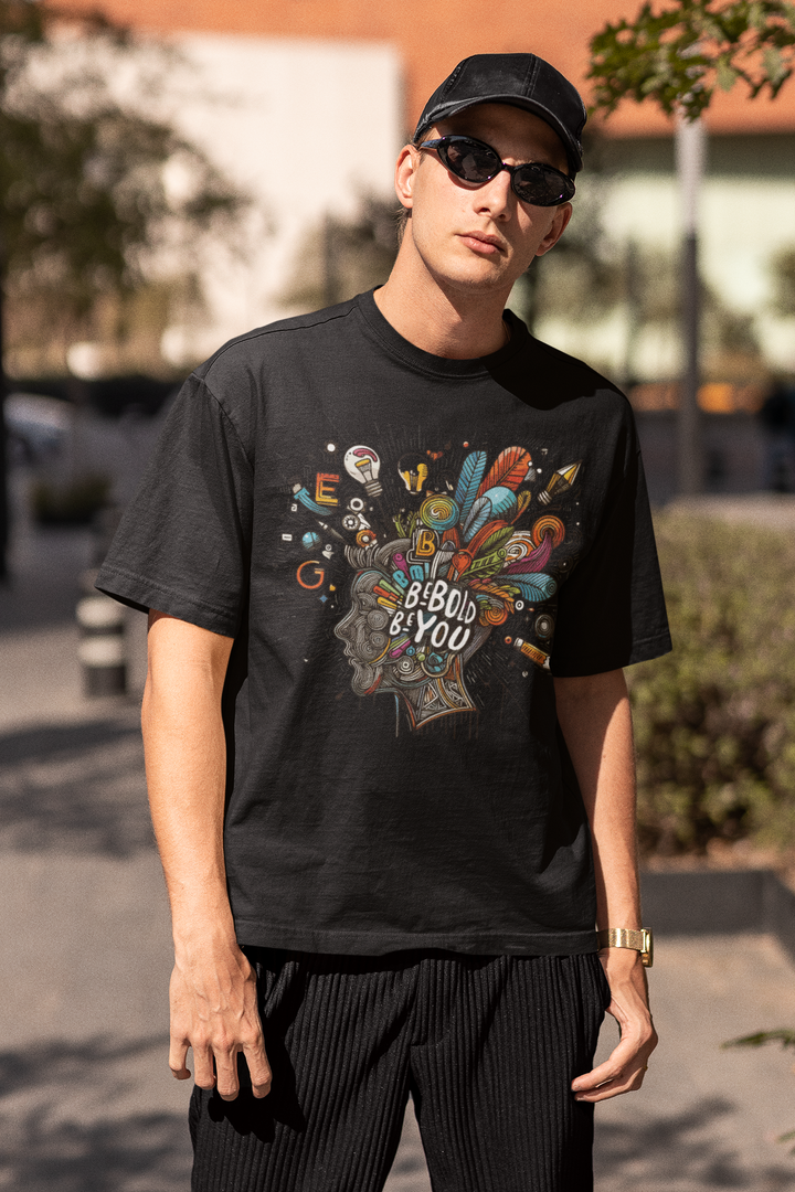 Unisex Cotton Black T-Shirt - BE BOLD BE YOU