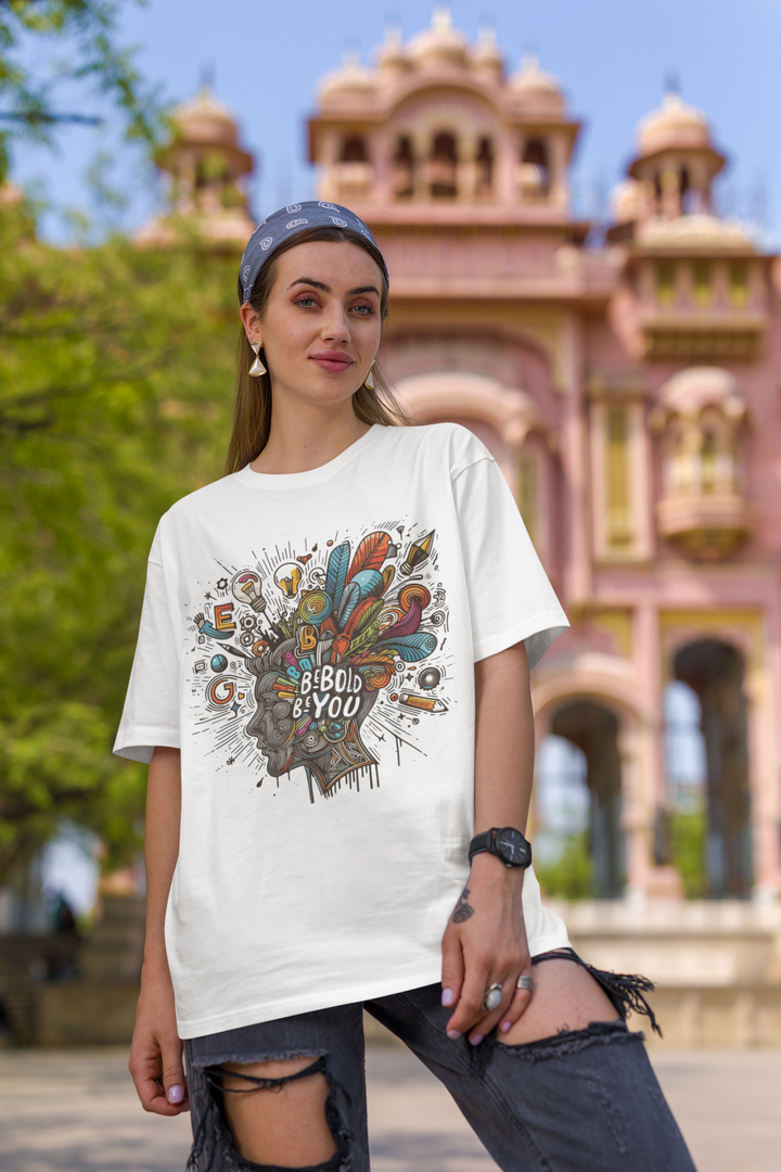 Unisex Cotton White T-Shirt - BE BOLD BE YOU