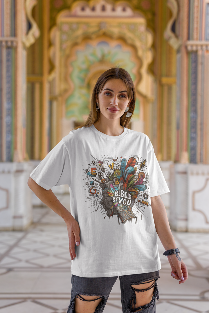Unisex Cotton White T-Shirt - BE BOLD BE YOU