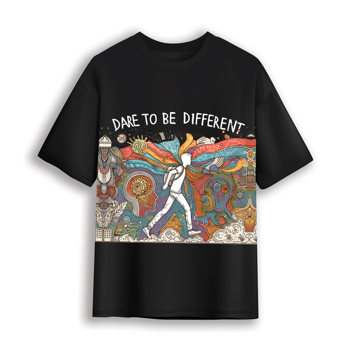 Unisex Cotton Black T-Shirt - DARE TO BE DIFFERENT