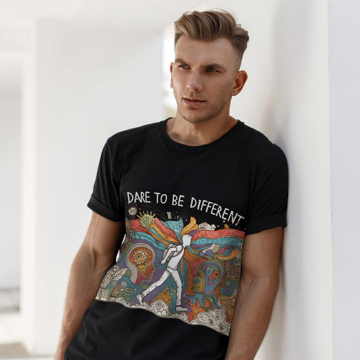 Unisex Cotton Black T-Shirt - DARE TO BE DIFFERENT