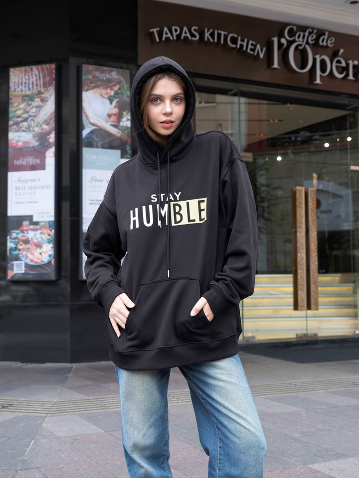 UNISEX BLACK "STAY HUMBLE" HOODIE