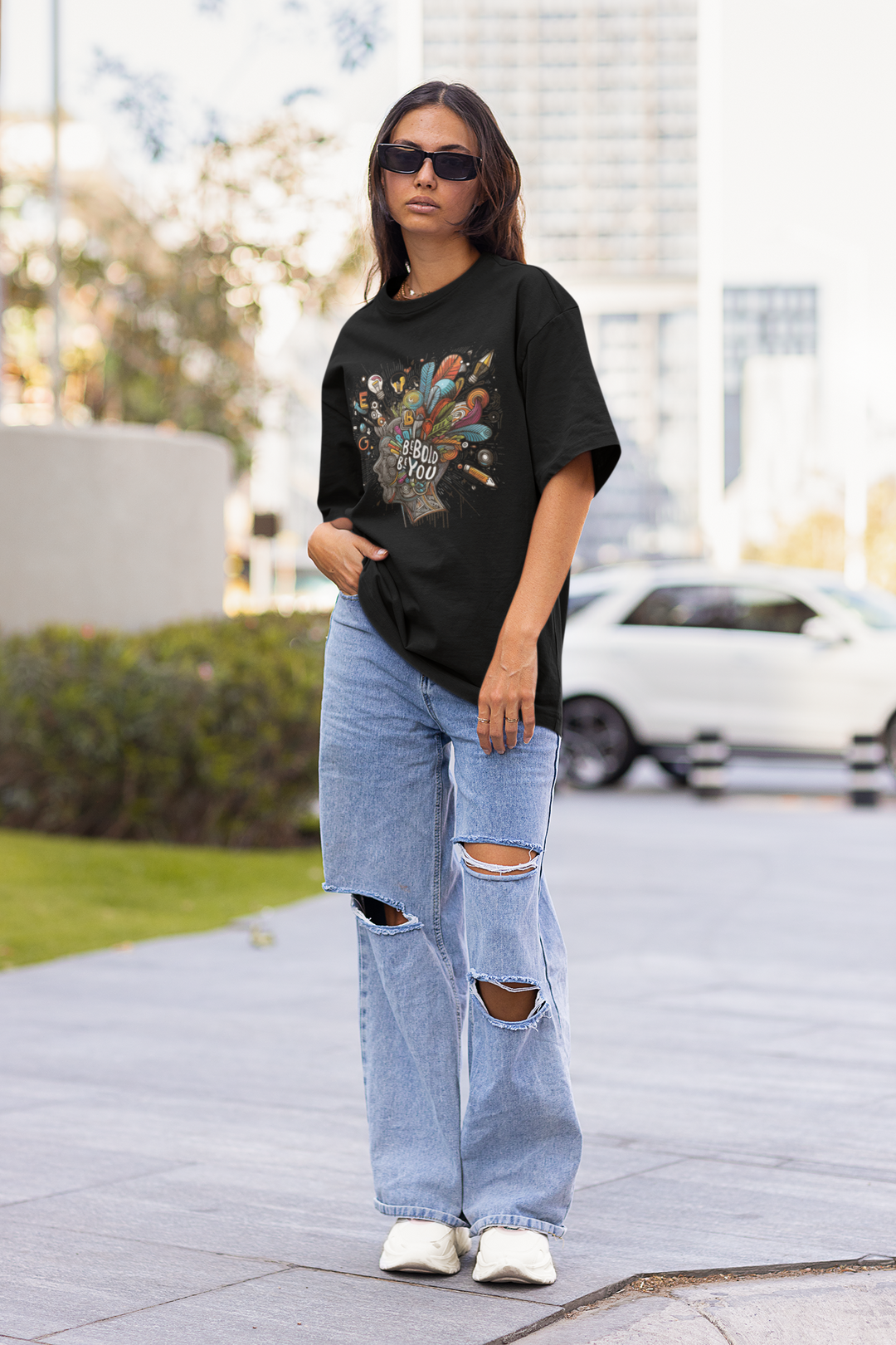 Unisex Cotton Black T-Shirt - BE BOLD BE YOU